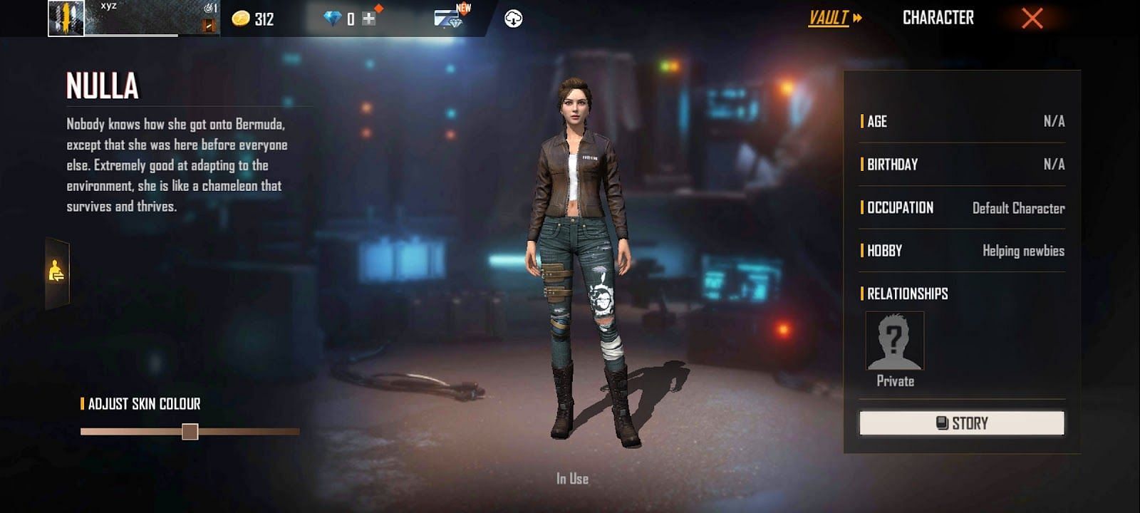 Nulla doesn't have any ability (Image via Garena Free Fire)